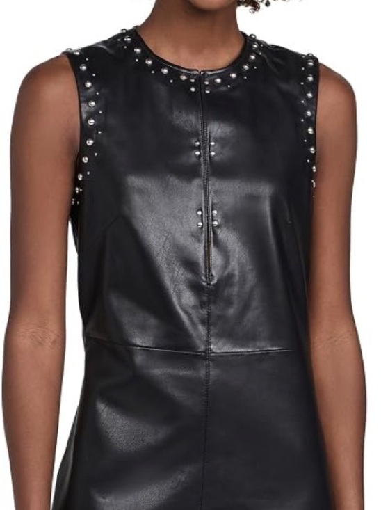 rag & bone Dresses & Skirts - Rag & Bone Sleeveless Black Faux Leather Studded Dress Size 0